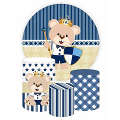 Teddy Tragen Bewachen Runden Blau Baby Dusche Hintergrund Bausatz