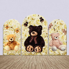 Teddy Bären Weiß Blumen Wand Bogen Hintergrund Bausatz