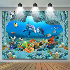 Unterwasser Marine Delfin Koralle Fisch Sommer Hintergrund