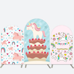 Einhorn Kuchen Regenbogen Geburtstag Party Bogen Hintergrund Bausatz