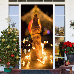 Warm Stern Licht Schneemann Bokeh Weihnachten Tür Abdeckung
