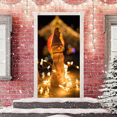 Warm Stern Licht Schneemann Bokeh Weihnachten Tür Abdeckung