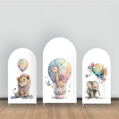 Aquarell Heiß Luft Ballon Tiere Bogen Hintergrund Bausatz
