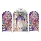 Watercolor Purple Flower Door Gate Birthday Party Bogenhintergrund Abdeckung Lila Blumen Tor Deko