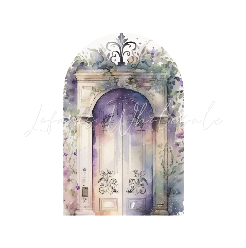 Watercolor Purple Flower Door Gate Birthday Party Bogenhintergrund Abdeckung Lila Blumen Tor Deko
