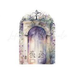 Watercolor Purple Flower Door Gate Birthday Party Bogenhintergrund Abdeckung Lila Blumen Tor Deko