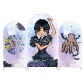 Wednesday Addams Thema Geburtstagsparty Bogenhintergrund Abdeckung Nevermore Gothic Deko