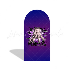 Wednesday Addams Family Party Bogenwand Abdeckung Lila Schwarz Tanz Fotohintergrund