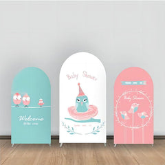 Weiß Blau Rosa Vögel Baby Dusche Bogen Hintergrund Bausatz