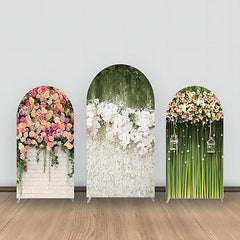 Weiß Blumen Wand Farben Grün Bogen Hintergrund Bausatz