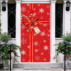 Winter Schneebedeckt Rot Bogen Binden Geschenk Weihnachten Tür Abdeckung