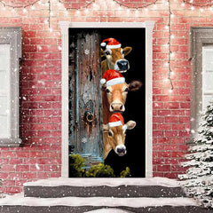 Aus Holz Planke Kuh Weihnachten Hut Schwarz Weihnachten Tür Abdeckung