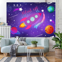 321 Blinken Aus Rakete Themenorientiert Glücklich Geburtstag Hintergrund
