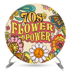 70er Jahre Blume Leistung Beige Runden Geburtstag Party Hintergrund