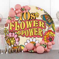 70er Jahre Blume Leistung Beige Runden Geburtstag Party Hintergrund