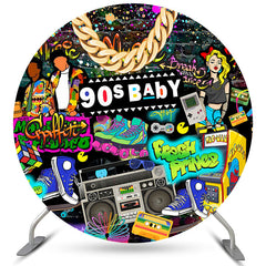 90er Jahre Baby Graffiti Cool Geschlecht Aufdecken Runden Hintergrund