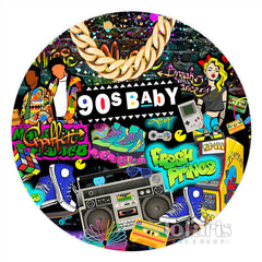 90er Jahre Baby Graffiti Cool Geschlecht Aufdecken Runden Hintergrund
