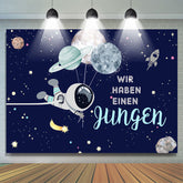 Wir Haben A Junge Astronaut Baby Dusche Hintergrund