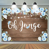 Oh Junge Blau Rosen Holz Baby Dusche Hintergrund