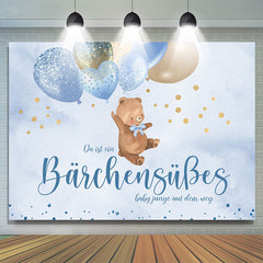Blau Luftballons Teddy Tragen Baby Dusche Hintergrund
