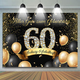 Schwarz Golden Ballon Diamant 60 Geburtstag Hintergrund