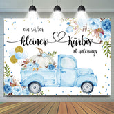 Blau Auto Blumen Kürbis Baby Dusche Hintergrund