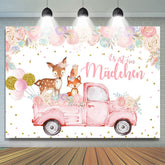 Blumen Und Rosa LKW Reh Baby Dusche Hintergrund