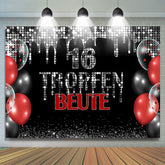 Beute 16 Schwarz Silber Funkeln Geburtstag Hintergrund