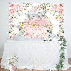 Rosa Blumen Elefant Baby Dusche Hintergrund