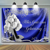 Silber Ballon Absätze Blau Geburtstag Hintergrund