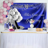 Silber Ballon Absätze Blau Geburtstag Hintergrund