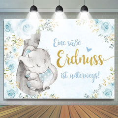 Blau Rose Und Elefant Hintergrund für Baby Dusche