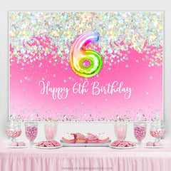 Glitzerrosa verträumter Hintergrund zum 6. Geburtstag