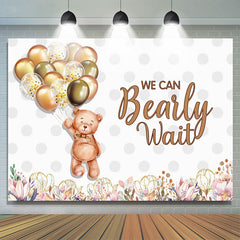 Bärig Warten Teddy Und Luftballons Babydusche Hintergrund