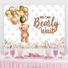 Bärig Warten Teddy Und Luftballons Babydusche Hintergrund