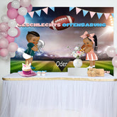 Gendar Aufdecken Fußball Feld Baby Dusche Hintergrund