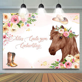 Rosa Blumen Und Pferd Cowboy Geburtstag Hintergrund