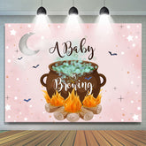 A Baby Ist Brauen Mond Und Stern Rosa Babydusche Hintergrund