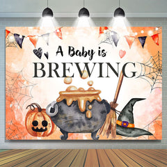 A Baby Ist Brauen Orange Hintergrund Banner Für Babydusche