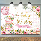A Baby Ist Brauen Tee Party Blumen Babydusche Hintergrund