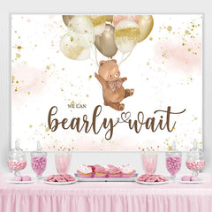 A Niedlich Teddy Tragen mit Luftballons babydusche Hintergrund