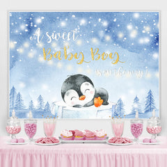 A Wenig Niedlich Pinguin Winter Ausländer babydusche Hintergrund