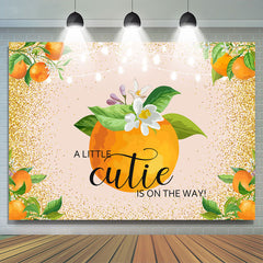 Blumen Und Orange Golden Funkeln babydusche Hintergrund