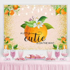 Blumen Und Orange Golden Funkeln babydusche Hintergrund