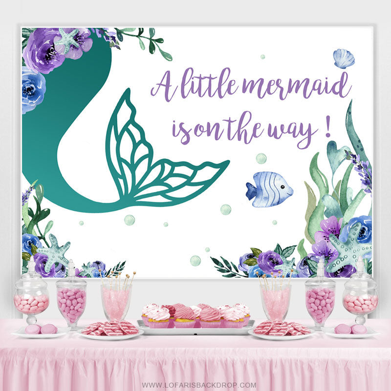 Lofaris A Little Mermaid Is On Thy Way Baby Shower Backdrop
