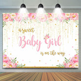 A Süß Baby Mädchen Funkeln Blumen Baby Dusche Hintergrund