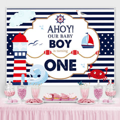AHOI Erste Geburtstag Hintergrund mit Marine Thema für Jungen