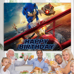 Flugzeug Und Sonnenschein Charakter Glücklich Geburtstag Hintergrund