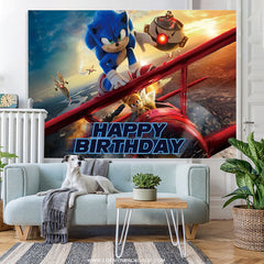 Flugzeug Und Sonnenschein Charakter Glücklich Geburtstag Hintergrund