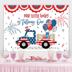 Amerikanischer LKW Thema Hintergrund zum 1. Geburtstag für Jungen
